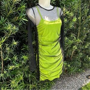 The Ragged Priest Yellow Green Spaghetti Strap Bodycon Dress